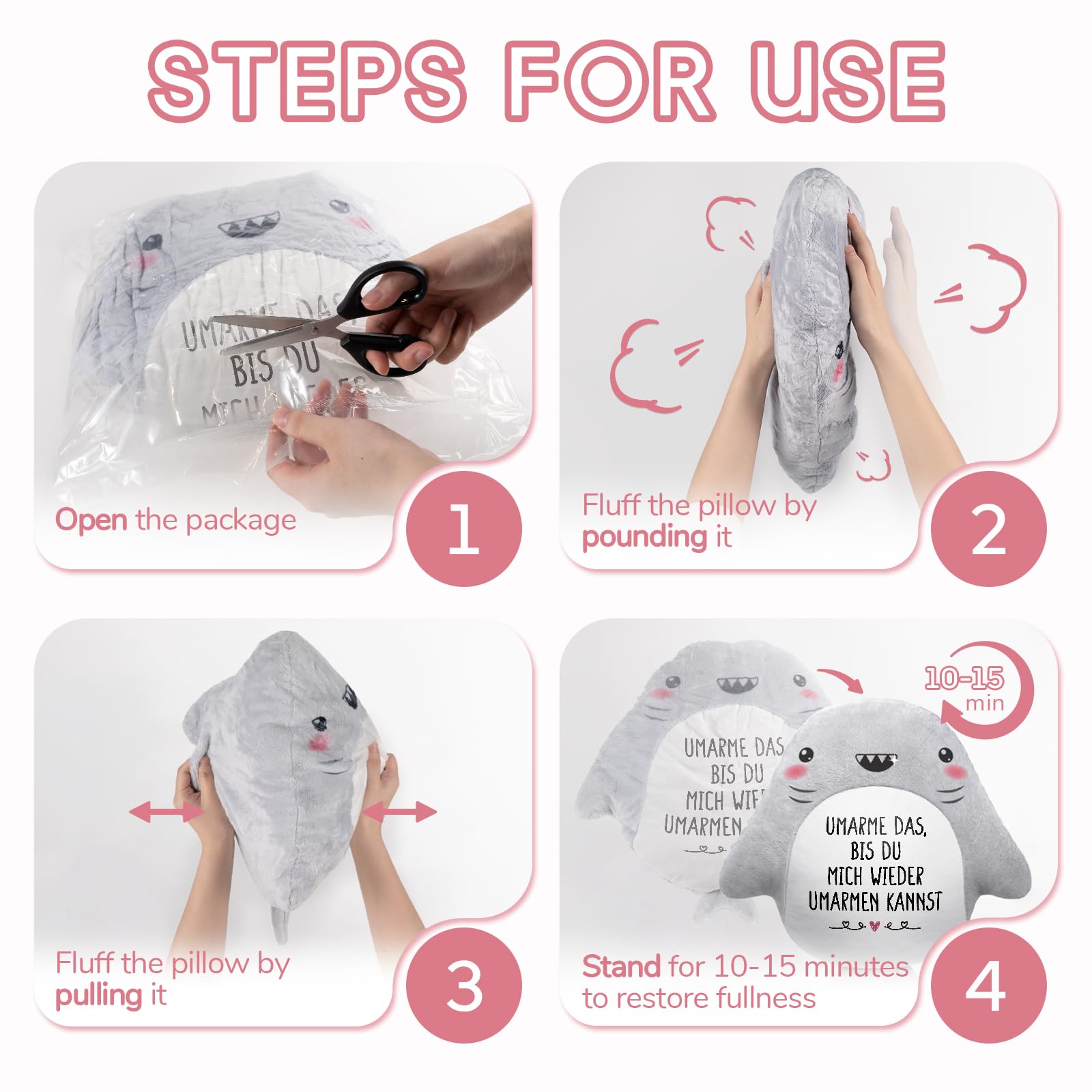 Jahrestag Geschenk für Ihn Sie, Ich Liebe Dich Geschenke für Frauen Männer, Haifisch Kuschelkissen, Hochzeitstagsgeschenk, Partner Geschenke für Freundin Freund Fernbeziehung
