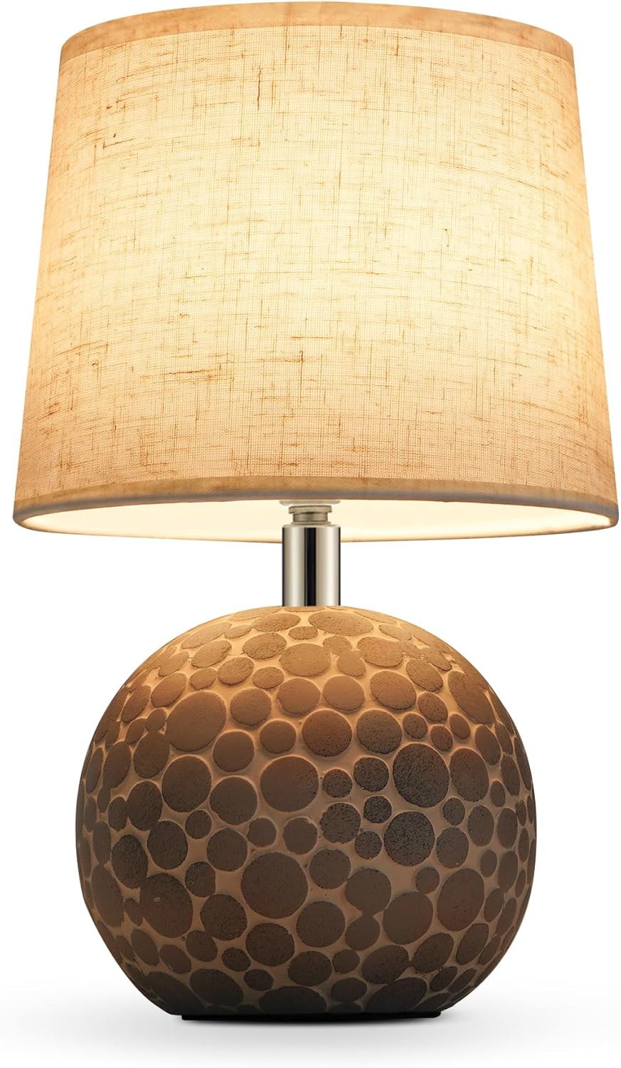 UMEXUS 11" H Ceramic Rechargeable Cordless Table Lamp with Timer & Remote - Small Battery Operated Lamp with Linen Shade & RGB Dimmable Light for Restaurant Dining Living Bedroom Kitchen Patio Side