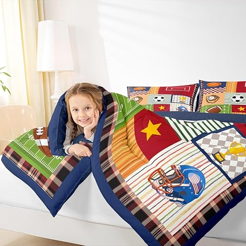 Miniatura 128 de Castle Fairy Juego de ropa de cama de béisbol, tamaño matrimonial, juego de edredón de 3 piezas para niños, niños, adolescentes, decoración