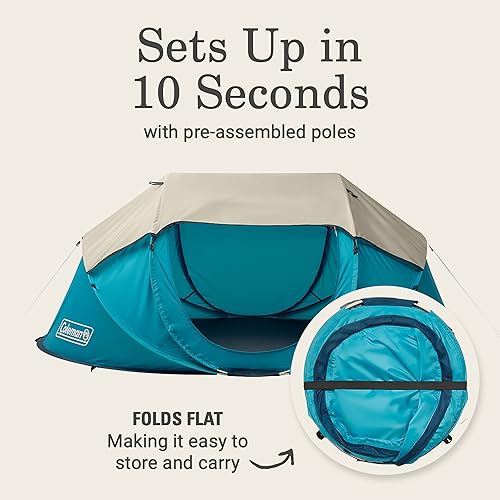 Miniatura 2 de Coleman Pop-Up Instant Tent Sets Up in 10 Seconds, Portable & Lightweight 24 Person Weatherproof Camping Tent with Adjustable Rainfly