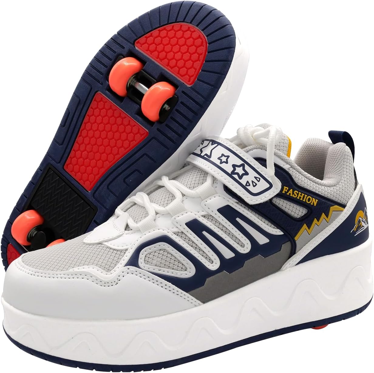 Roller Skate Shoes for Kids Boys and Girls, Detachable 4-Wheel Sneakers for Outdoor Play, Beginner Friendly