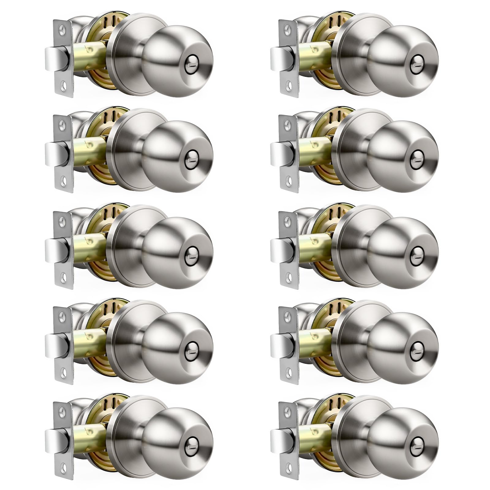 Black Interior Door Knobs - 10 Pack, Keyless Privacy -25