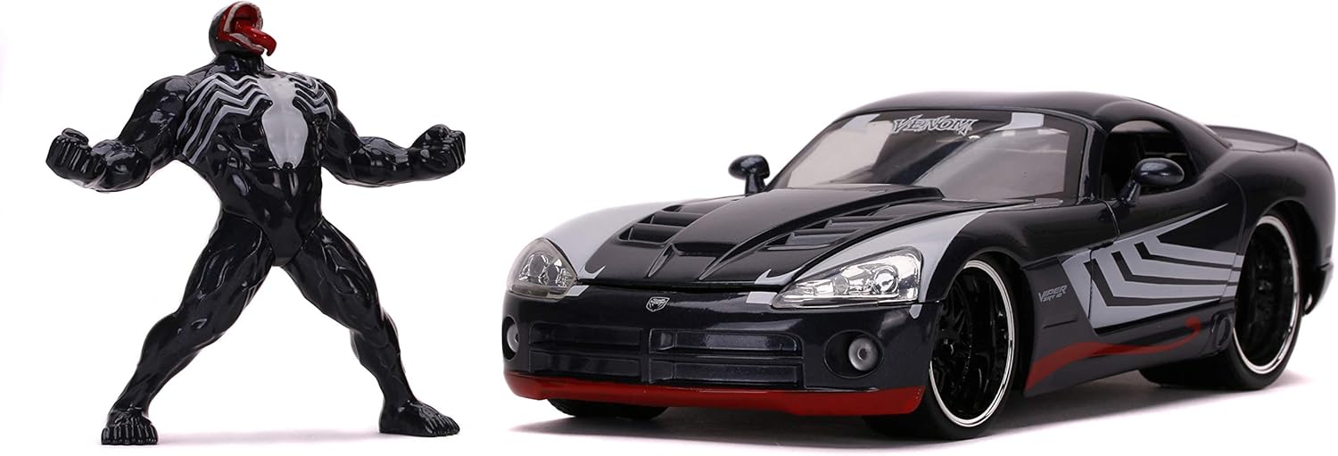 Jada Marvel 1:24 Dodge Viper Die-cast Car with 2.75" Venom Figure, Toys for Kids and Adults