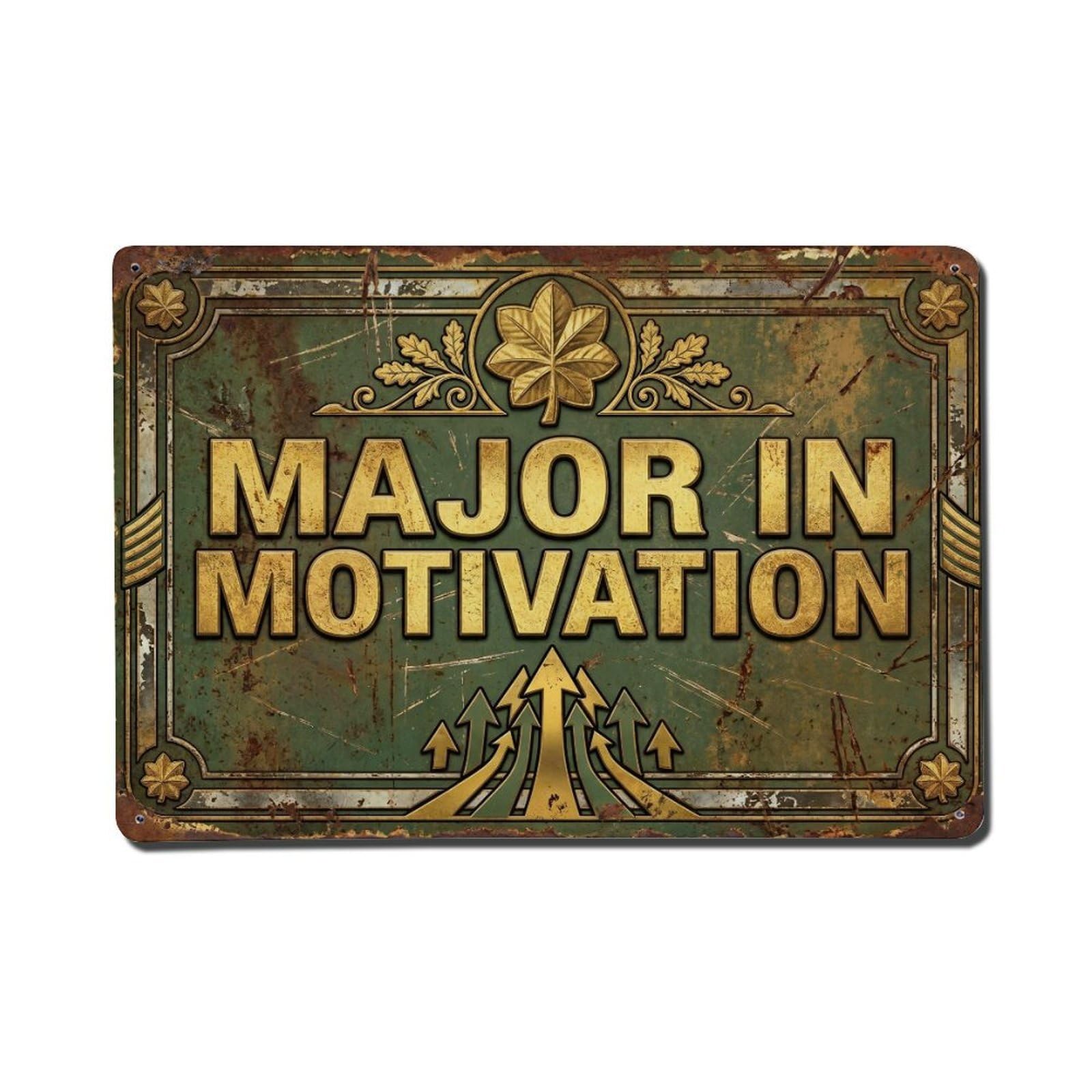 Major in Motivation Rank Retro Motivational Slogans Metal Tin Sign