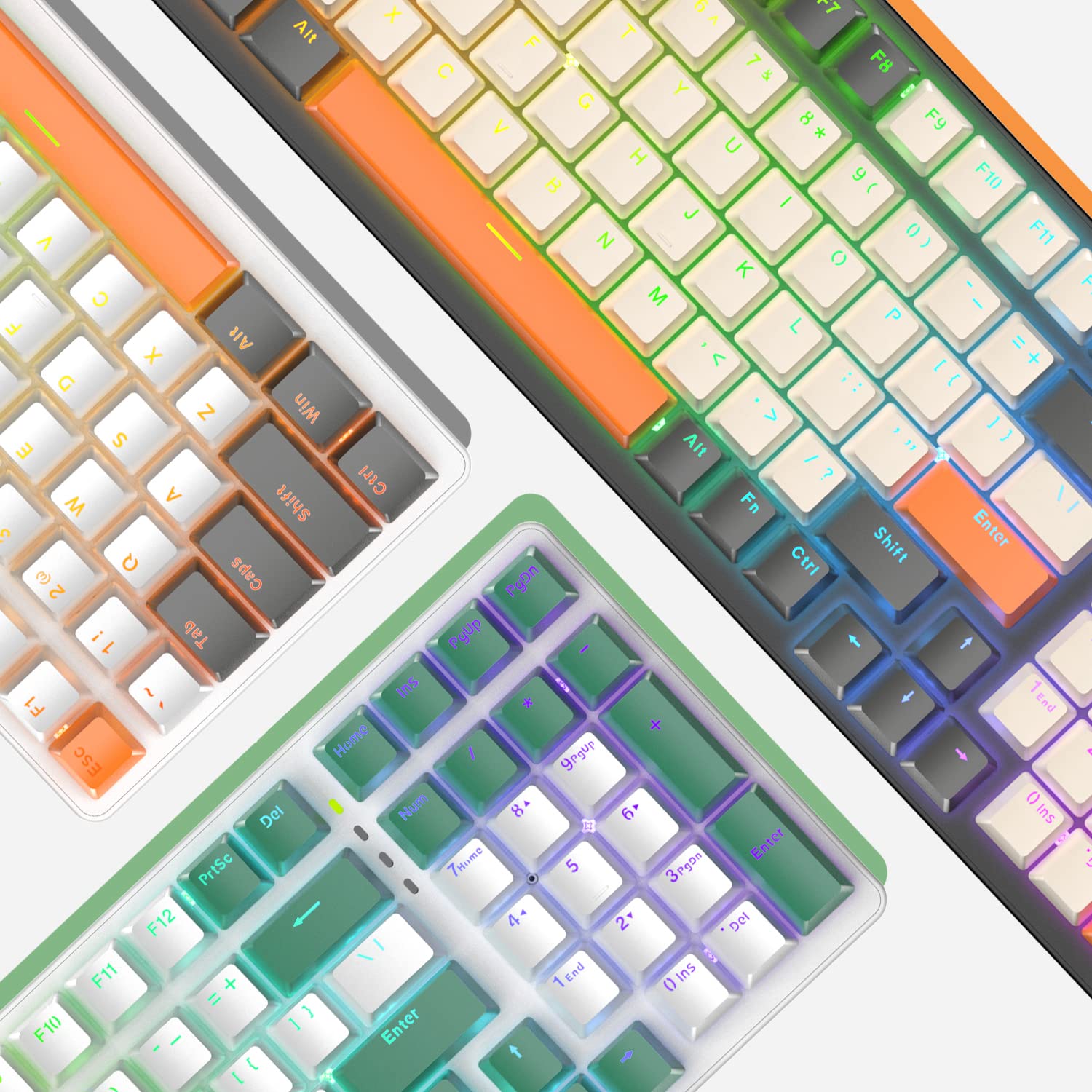 ZIYOU LANG K3 Teclado Gaming Mecánico con Cable 100% – Retroiluminación LED Arcoíris, Teclas Anti-Ghosting Completo, Teclado Numérico, Interruptores Azules, Carcasa Metálica, para PC/Mac – Verde