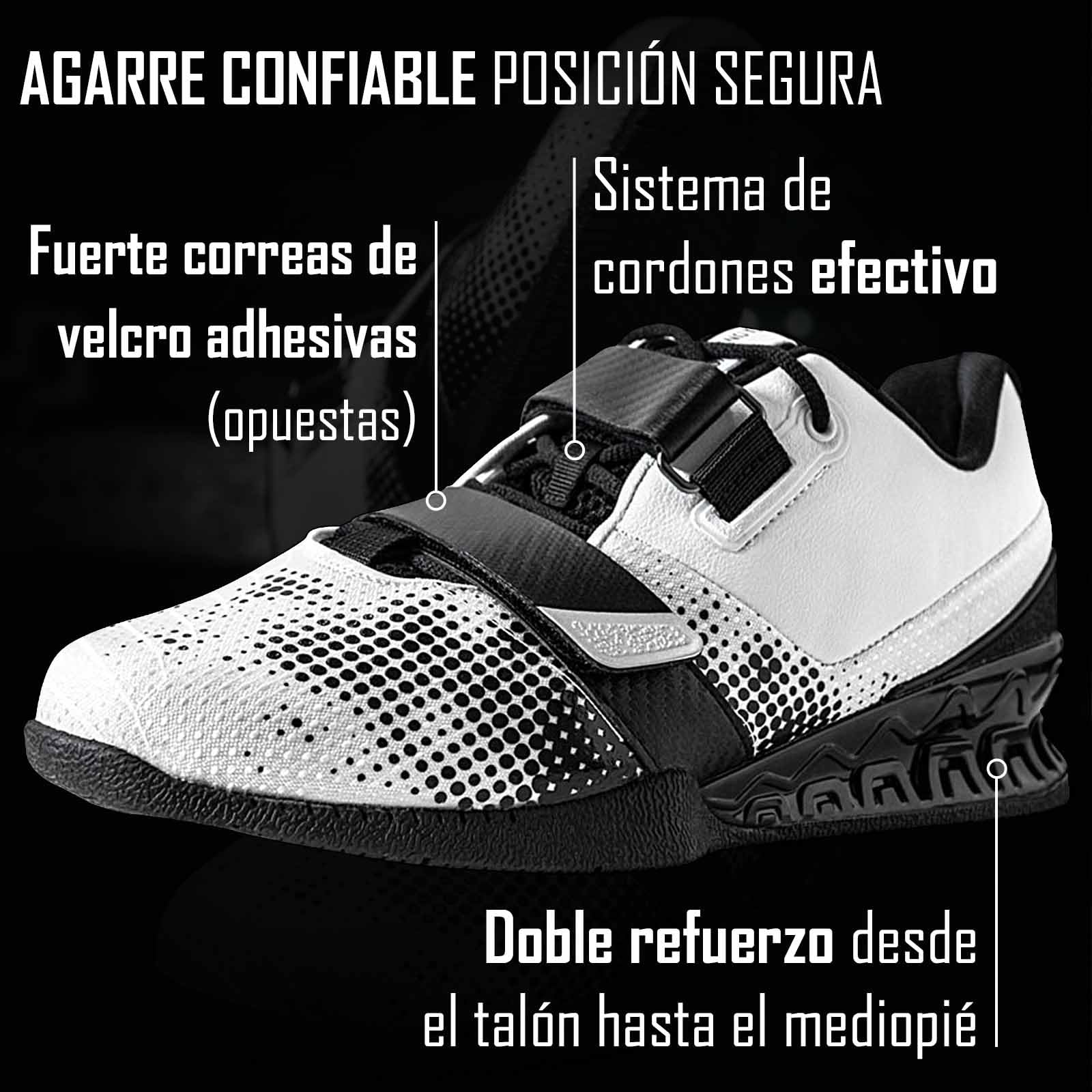 Strength Shop Par de Zapatillas Halterofilia Hombre y Mujer con talón de plástico rígido (2,3 cm), Muy Antideslizantes, Zapatillas Halterofilia con Suela rígida de Goma/TPU y Doble Cierre