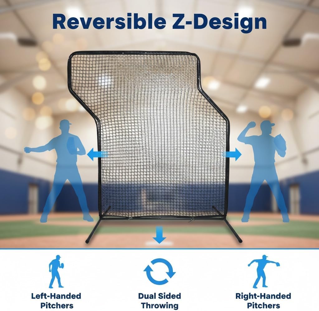 Baseball Z Screen - 7x5ft Heavy Duty Portable Pitching Screen for Batting Cage Field & Backyard Practice - Ideal for Coaches Teams & Players