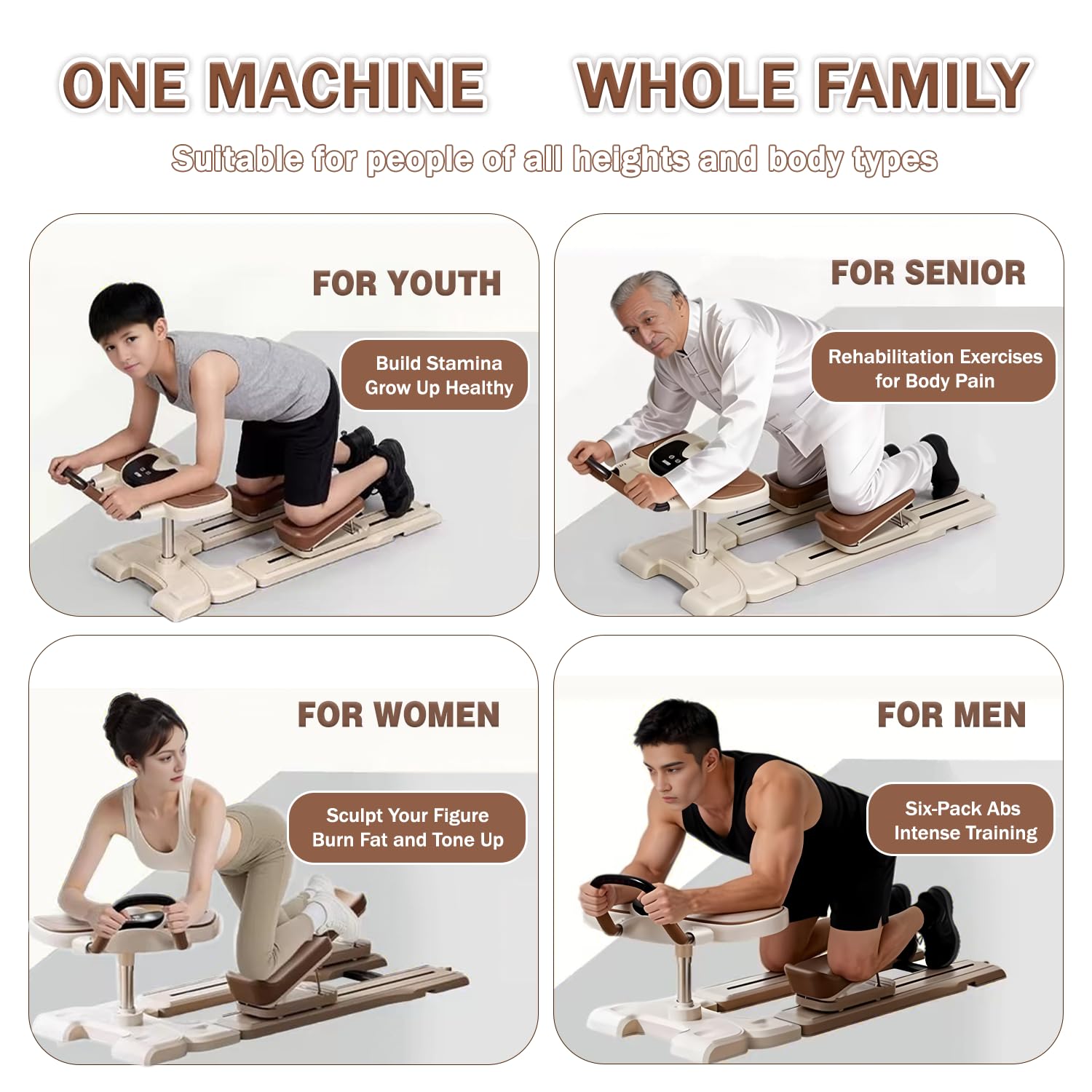 Fitness-Fettverbrennungs-Crawler-Maschine, Bauchtrainer-Ausrüstung für das Heimstudio, verstellbare Core-Trainingsmaschine für Bauch, Rücken, Gesäß- und Beinmuskulatur