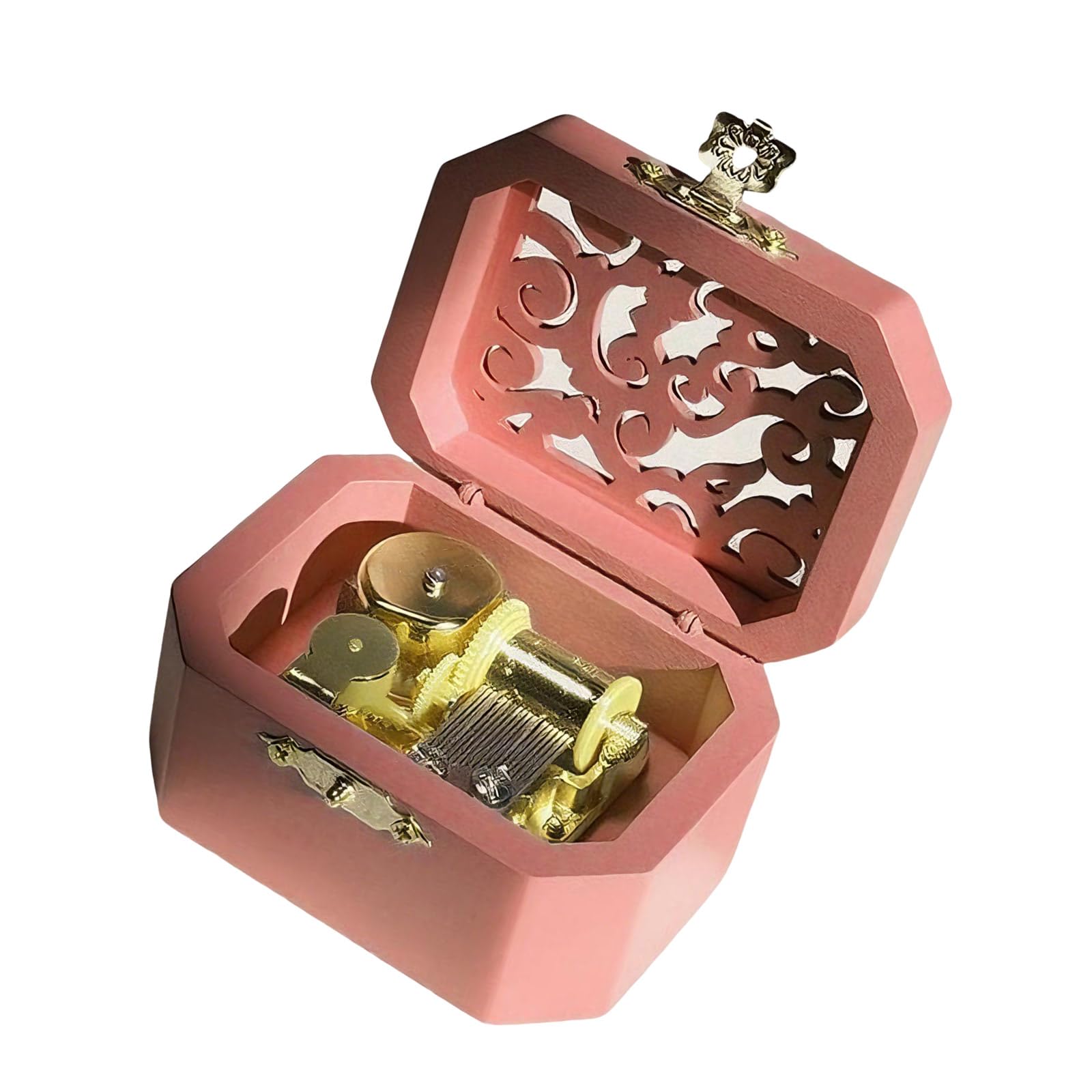 Piceioep Wooden Hollowout Carving Music Box with Wind Up Operations Classical Melodies for Decorative Home Accent Musical Gift Antique Gift