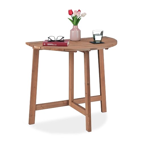 Relaxdays Table Pliante, Demi-Lune, HxLxP: 74x80x50 cm, Balcon, Jardin &