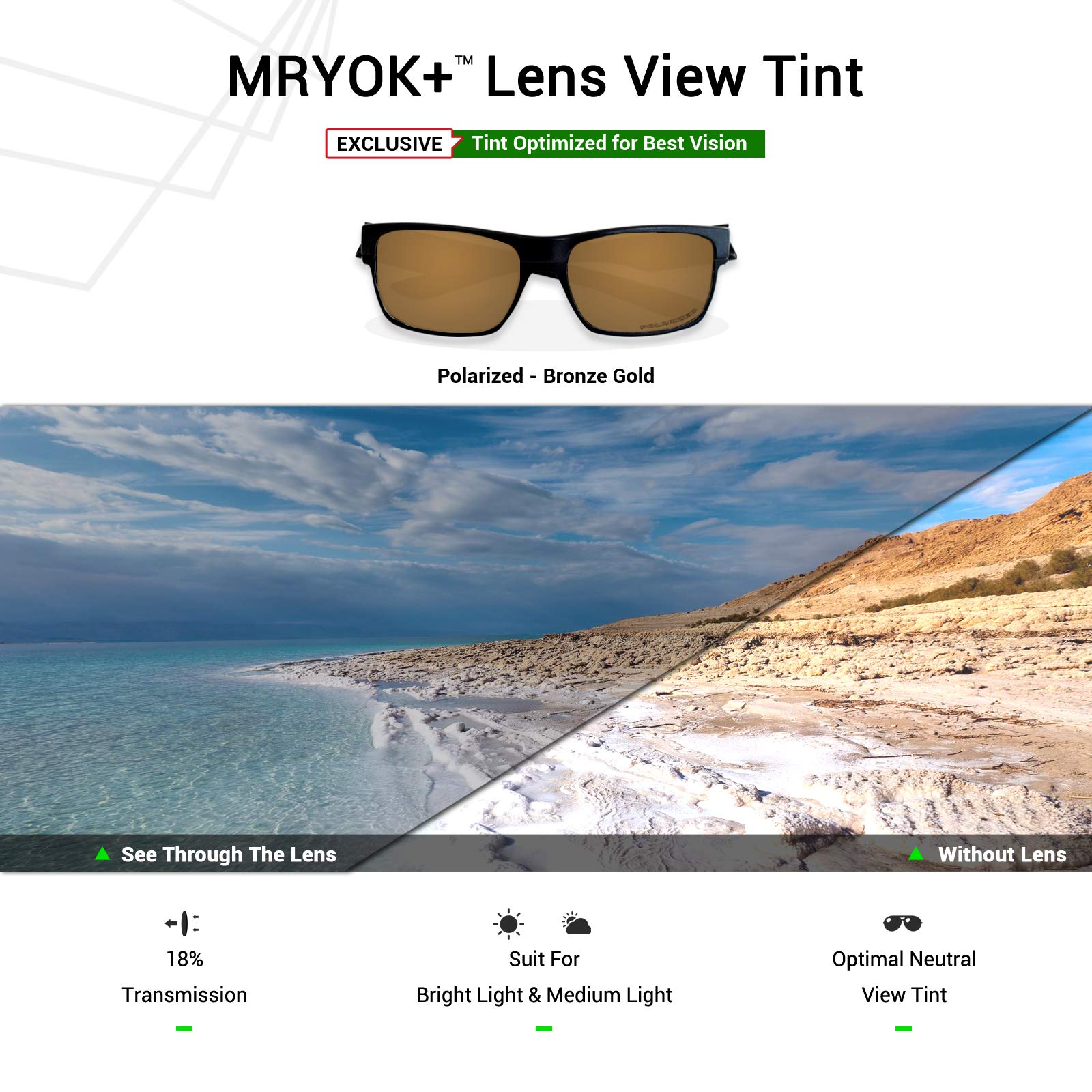Mryok Ersatzgläser für Oakley TwoFace OO9189 - Options