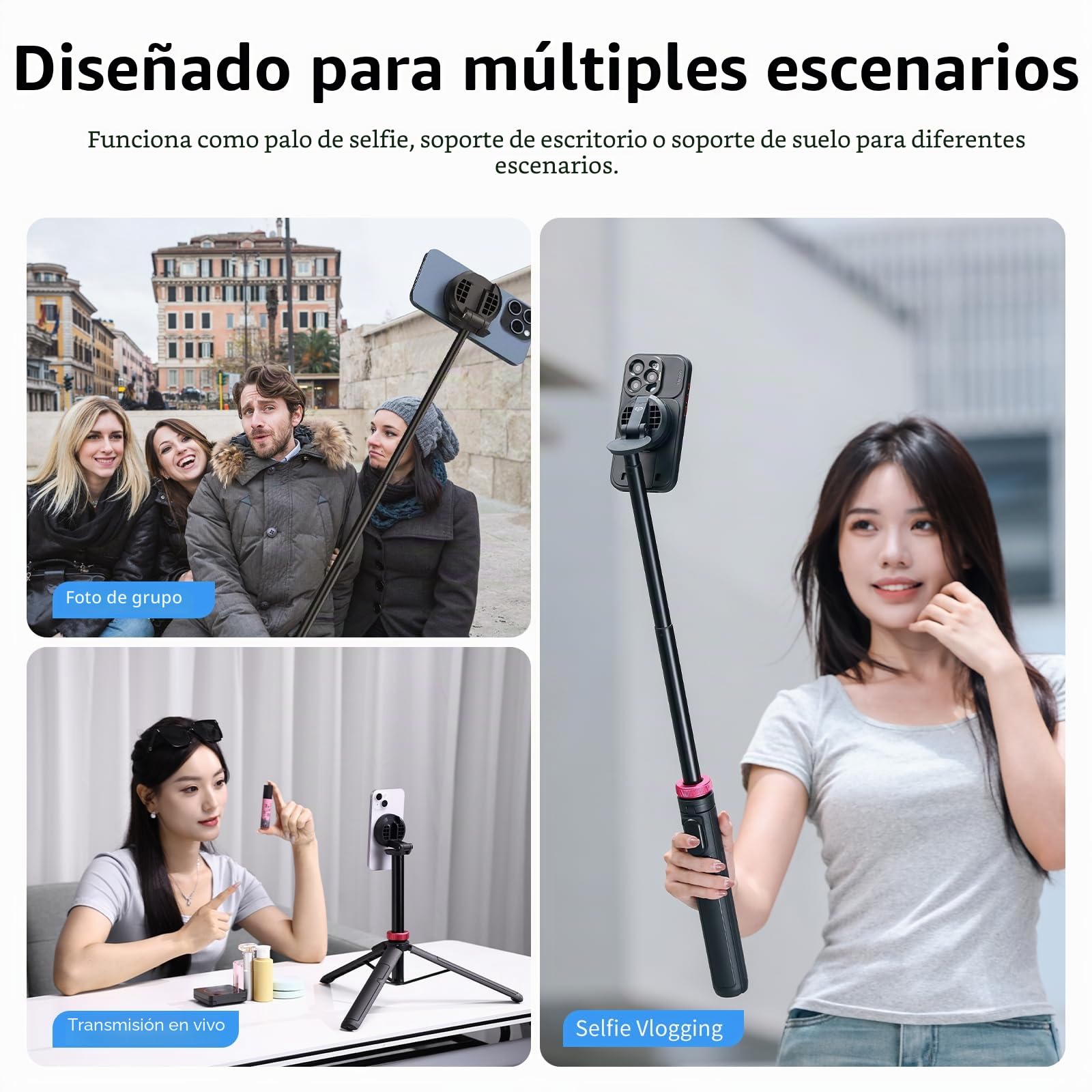 Ulanzi MT-84 Palo Selfie Magnético 153cm, Trípode con Bluetooth Control para iPhone Serie 16/15/14/13/12, Soporte para Trípode para Teléfono Extensible, Soporte Portátil para Selfie/Foto/Vlog