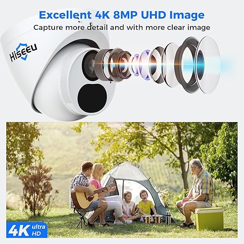 Miniatura 2 de Detección 4K HD de personavehículo Hiseeu 4K8MP PoE Sistema de cámara de seguridad para el hogar con 8 cámaras de seguridad IP 4K 4K al aire libre