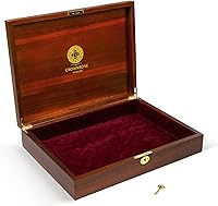 Crownrose Treasures Handcrafted Acacia Wood Storage Box with Velvet Interior, Brass Lock, Key & Hinged Lid - Deluxe Keepsake Chest