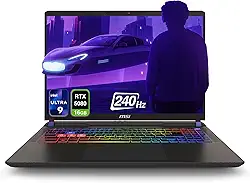 MSI Notebook para jogos Vector 16 HX AI, Intel Ultra 9-275HX, RAM DDR5 de 32 GB, SSD PCIe de 2 TB, WQXGA de 16 polegadas (2560 x 1600) tela 240Hz, Nvidia G-Force RTX 5080, teclado RGB de 24 zonas, W11