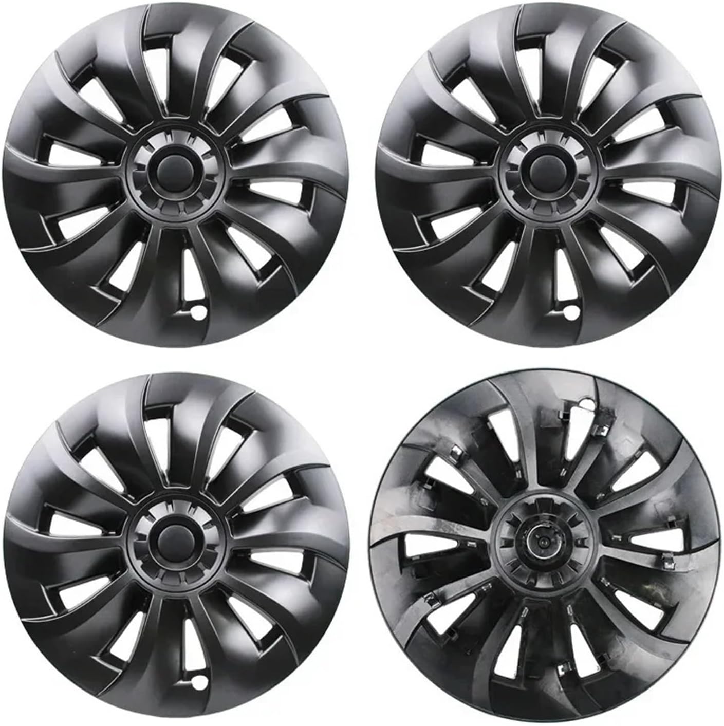 Compatible With Tesla Model 3 2020-2022 4PCS 19 inch Hub Caps Wheel Protection Hub Cover Ring Vehicle Car Exterior Tire Decoration(Gloss Black)