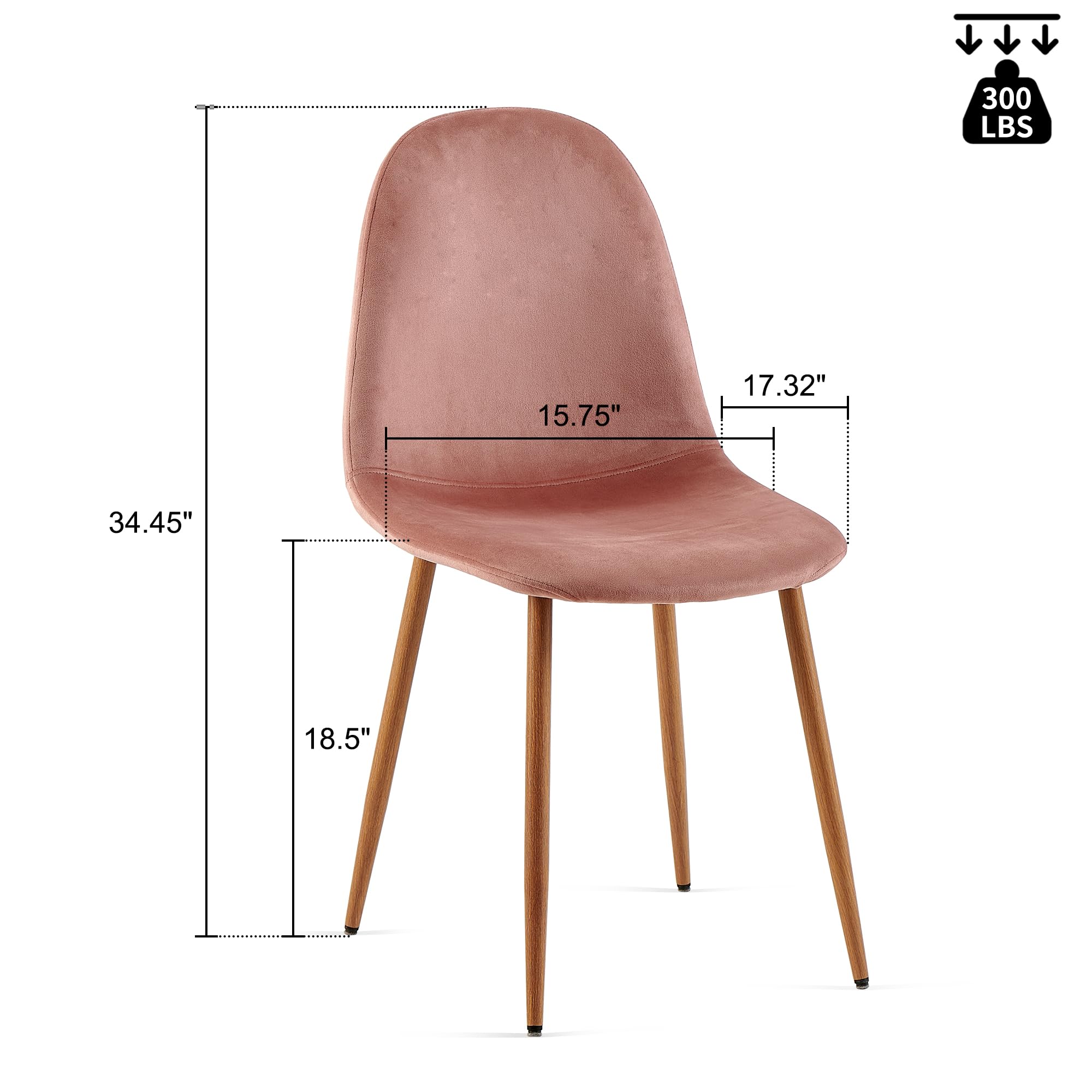 somedream Velvet Dining Chairs Set of 4 - Kitchen Chairs with Metal Legs for Living, Bedroom, Restaurant - Pink Chairs for Dining Room, Chair Set for 2