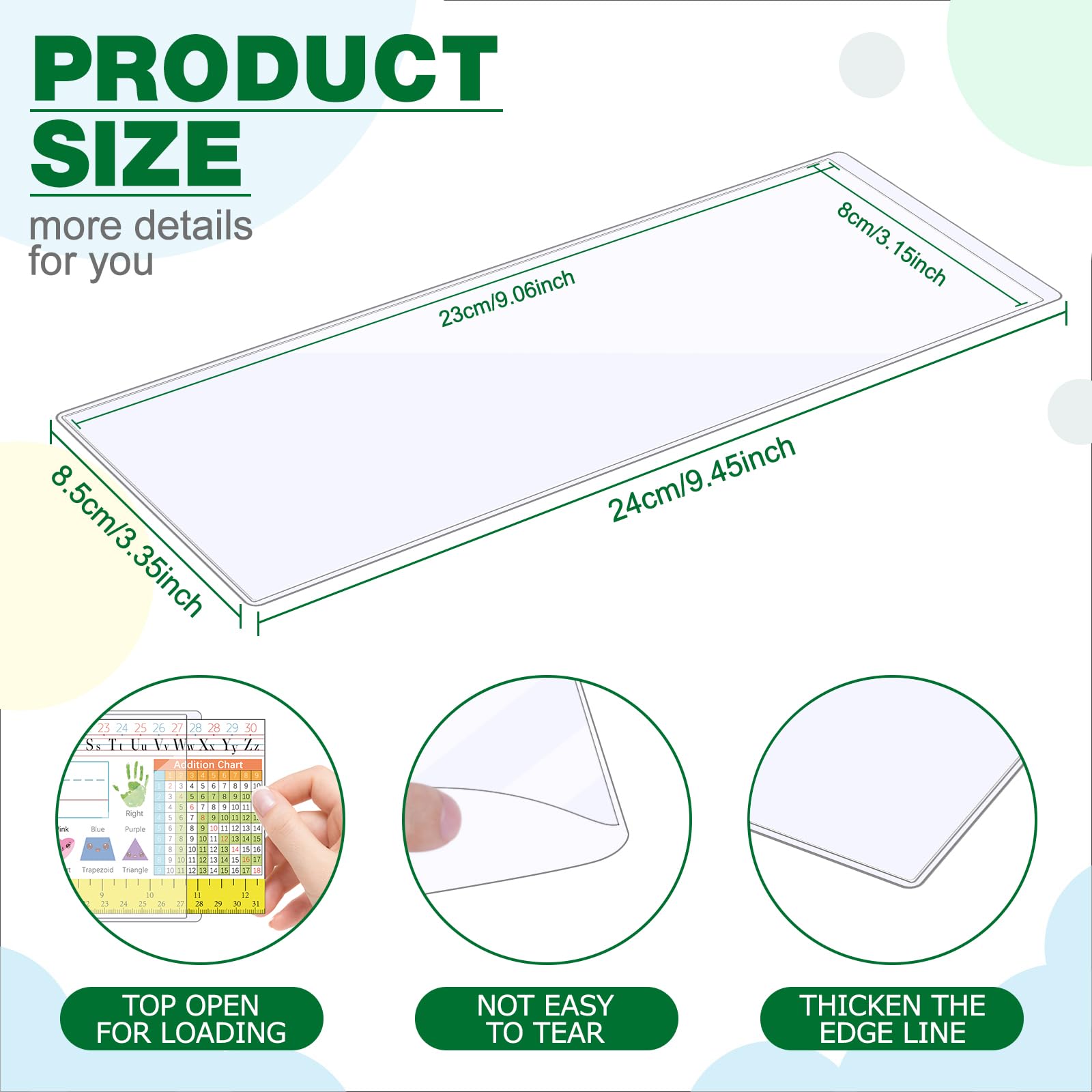 Meetory 25 Pieces 9.5" x 3.4" Clear Nameplate Pocket Thickened Self-Adhesive Desk Name Tag- Covers for School Classroom Desk, Office Supplies, No Residue(NOT Include Name Tags) - Image 3