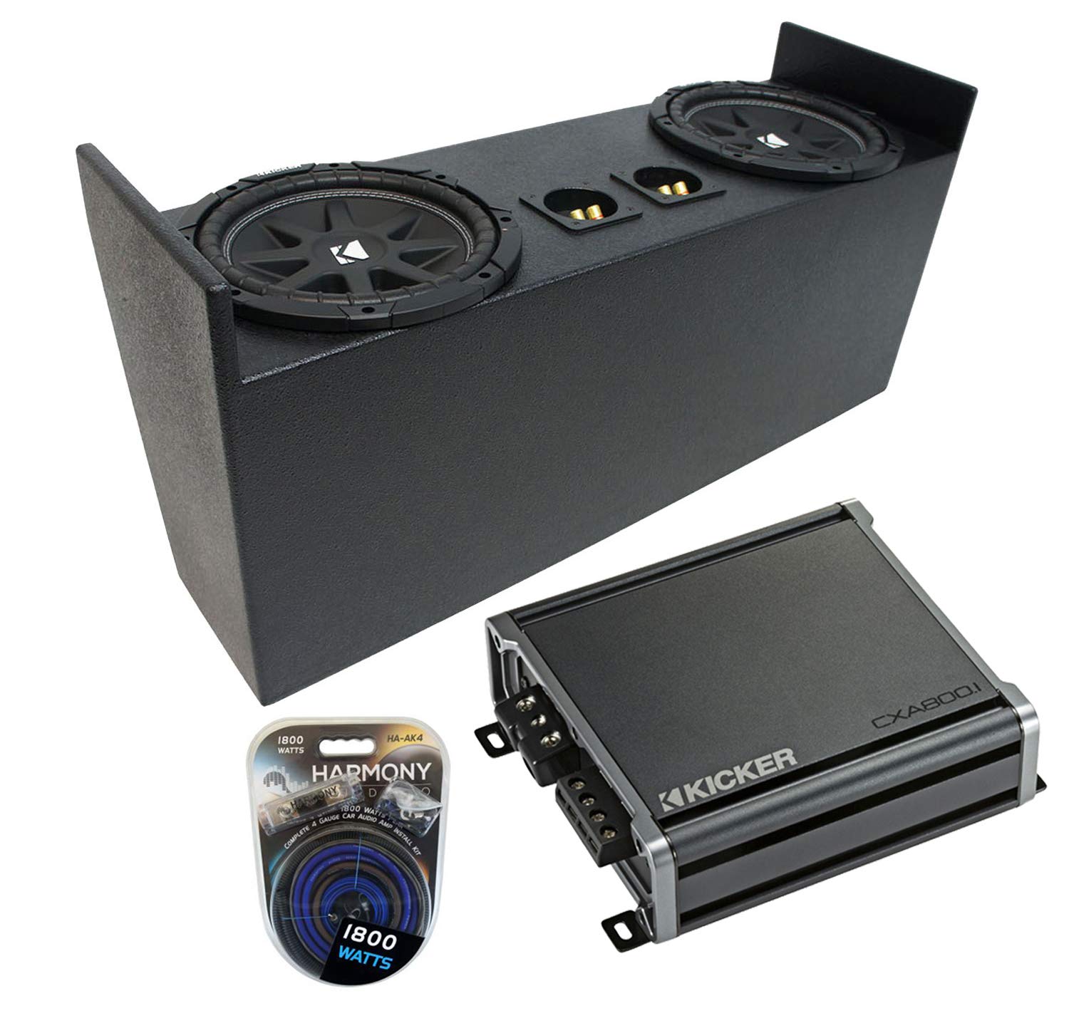 Harmony Audio Compatible with 1987-2006 Jeep Wrangler YJ TJ Kicker Bundle Comp C10 Dual 10