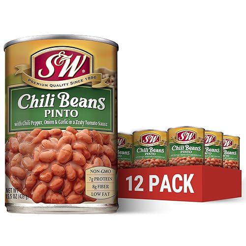 S & W  Frijoles de chile enlatados (paquete de 12), vegetarianos, sin OMG, natural sin gluten, procedentes y empaquetados en los Estados Unidos,