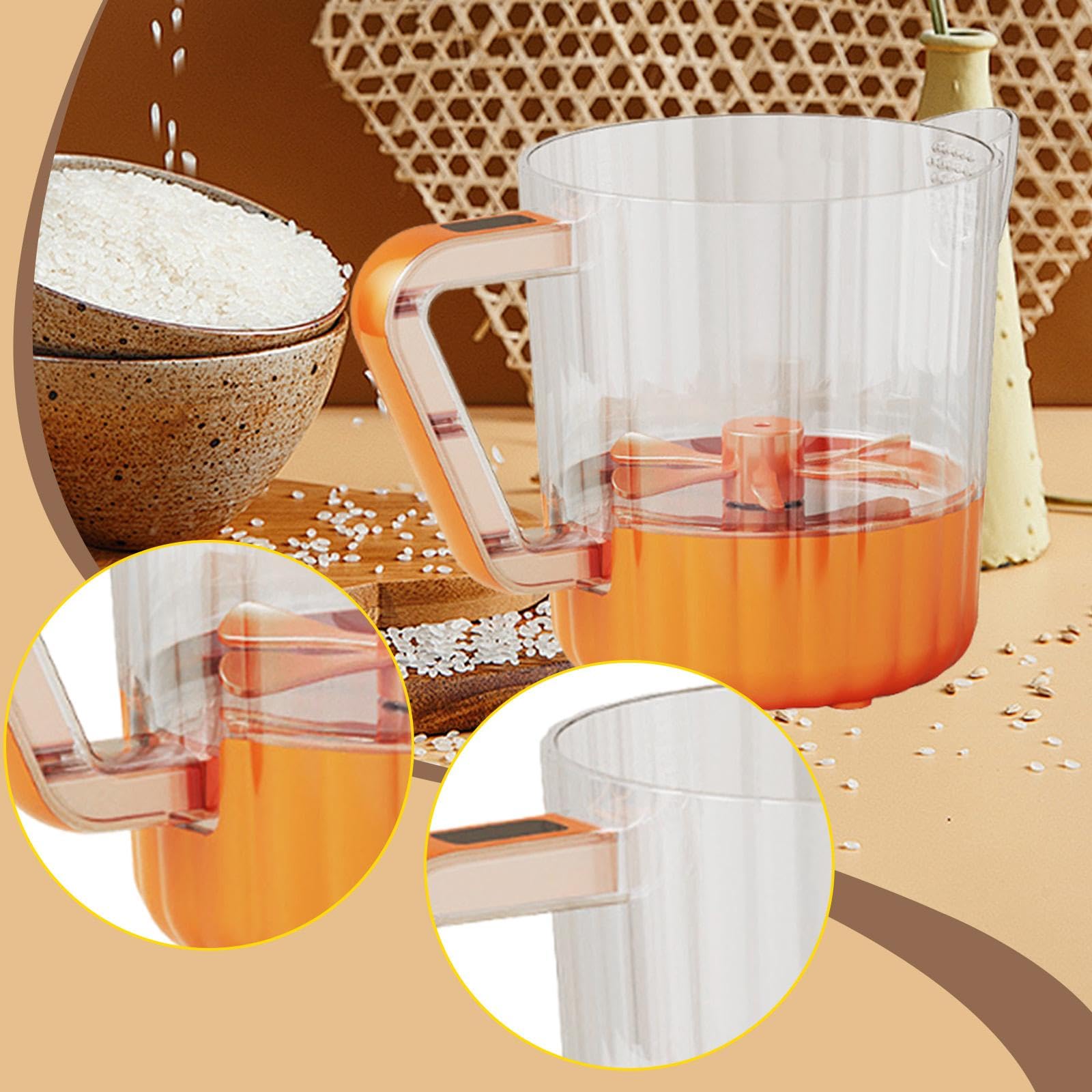 Frullatore Elettrico Compatto Da Cucina, Sbattitore a Mano E Frusta per Uova con Contenitore Da 1 Litro per Eliminare La Schiuma, Ideale Come Regalo P, Orangina