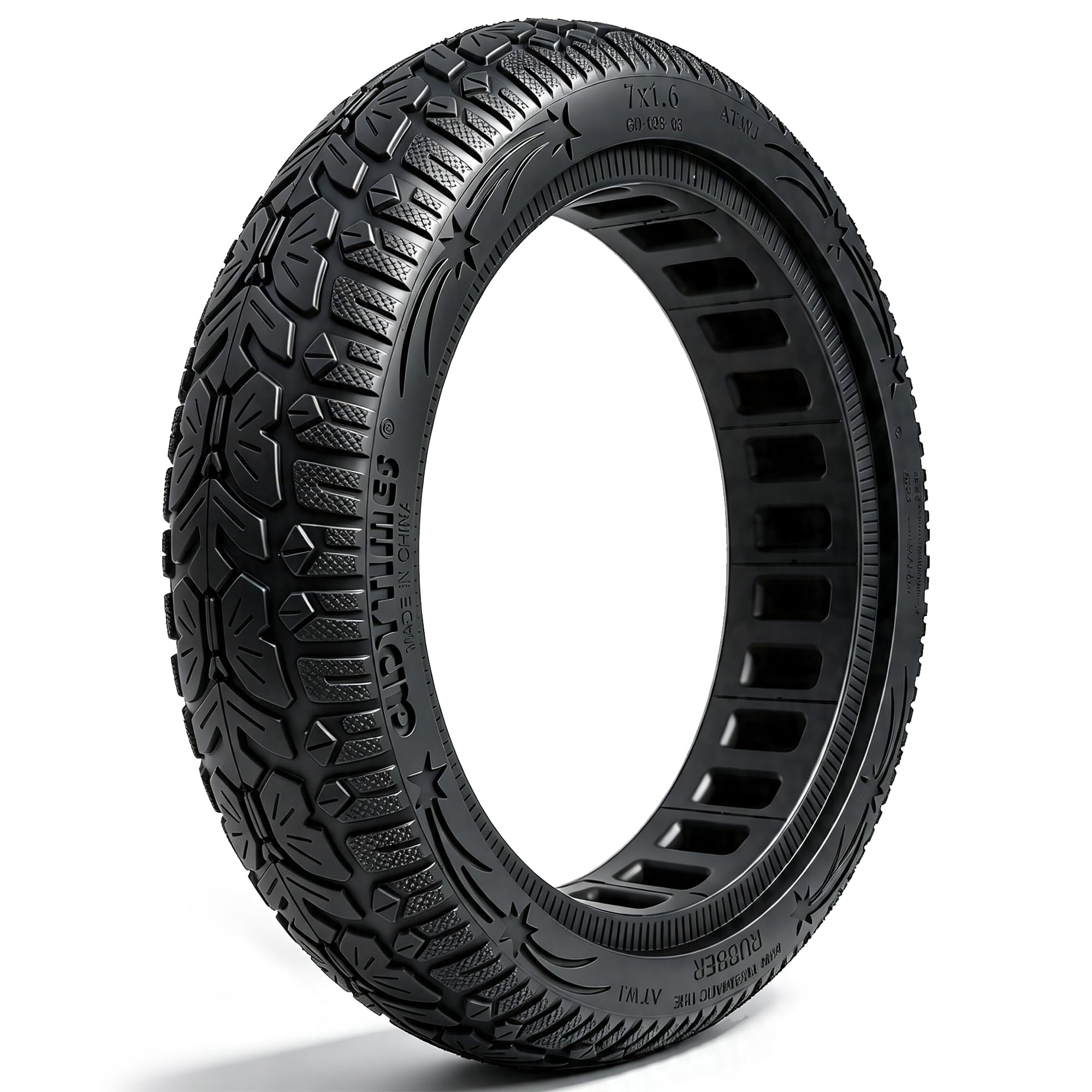 Felixstory Full Tire 7.1x6 for Ninebot C2 Pro, Honeycomb Off-Road Tyre, Puncture Resistant Electric Scooter, Improves Grip and Comfort, Black, 1 Piece