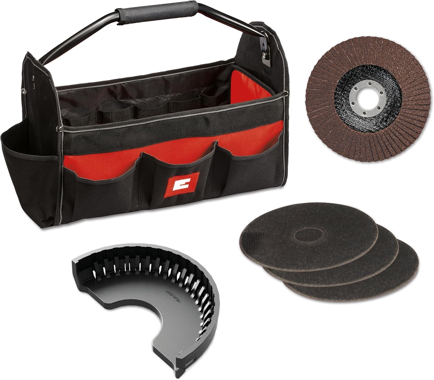 Einhell Amoladora angular TC-AG 125/850 Kit (850 W, 12.000 rpm, profundidad de corte 28 mm, máx. diámetro de disco 125 mm, incl. 3 discos de corte, 1 disco de lijado de lamas y 1 bolsa de Einhell)