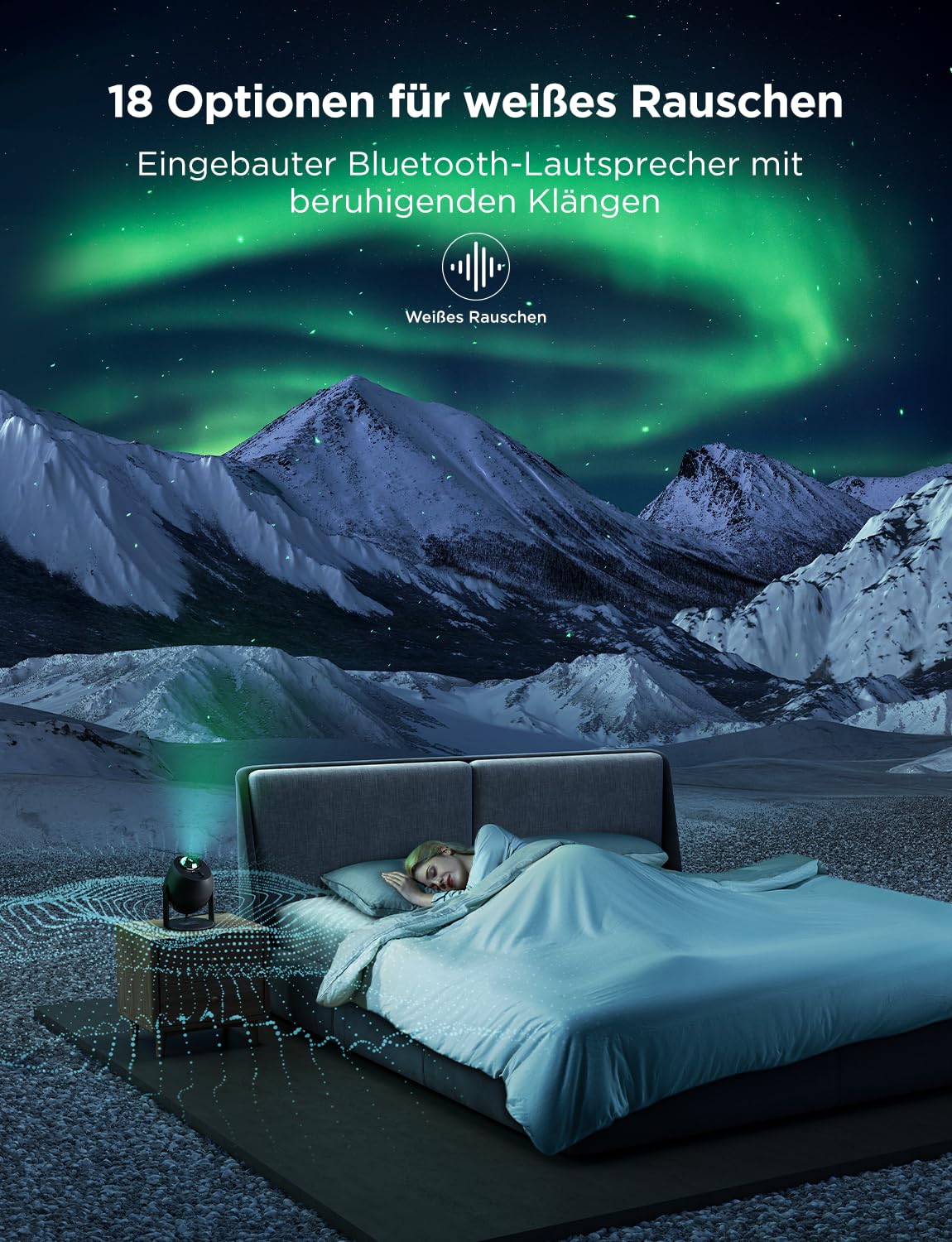 Govee LED Sternenhimmel Projektor, RGBW Aurora Lampe mit 52 Szenen, Timer, 18 White Noise, Alexa Matter Kompatibel Polarlicht Lampe, Smart Galaxy Sternenprojektor für Kinderzimmer Schlafzimmer Deko