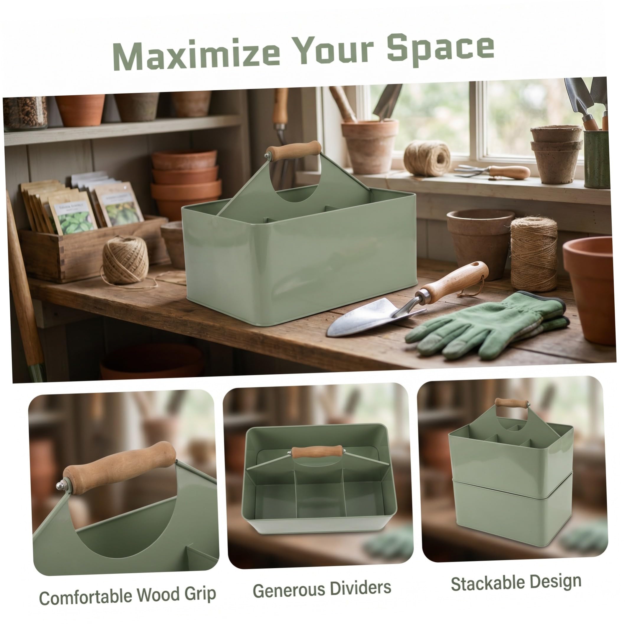 Alipis Boîte de Rangement pour Semences de Jardin à 4 Compartiments en Fer