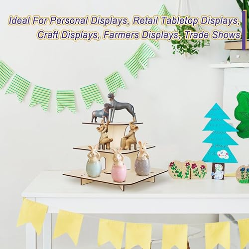 Miniatura 5 de Estantes de exhibición al por menor, soporte de exhibición para mesa de venta al por menor, estante de exhibición de madera de 3 niveles, estante