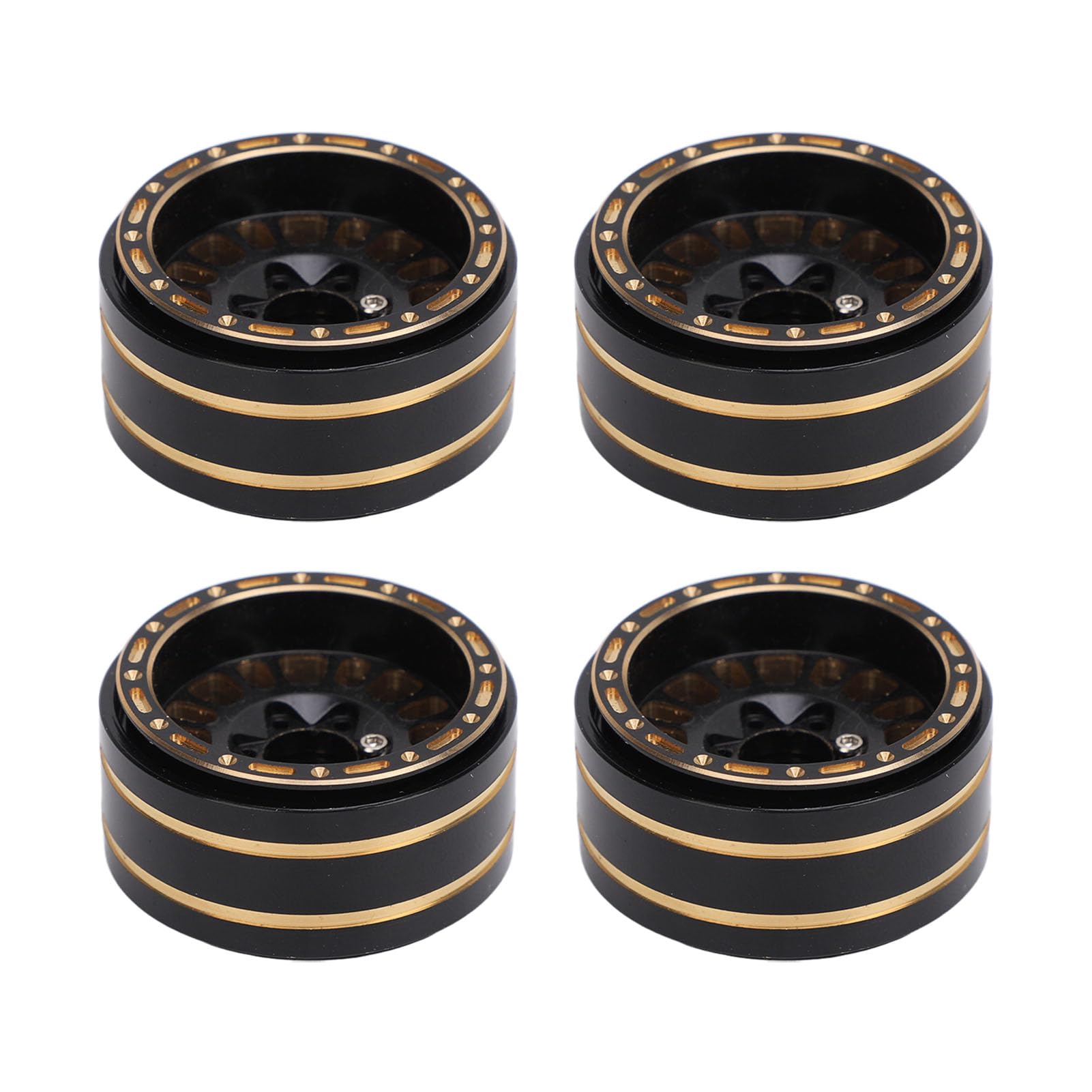 Dilwe Jeu de Jantes de Roue Beadlock en Laiton de 1,2 Pouces, Moyeu de Roue de 35,5 Mm pour Voiture SCX24 FMS24 1/24 RC, 1/18 avec stabilité Améliorée
