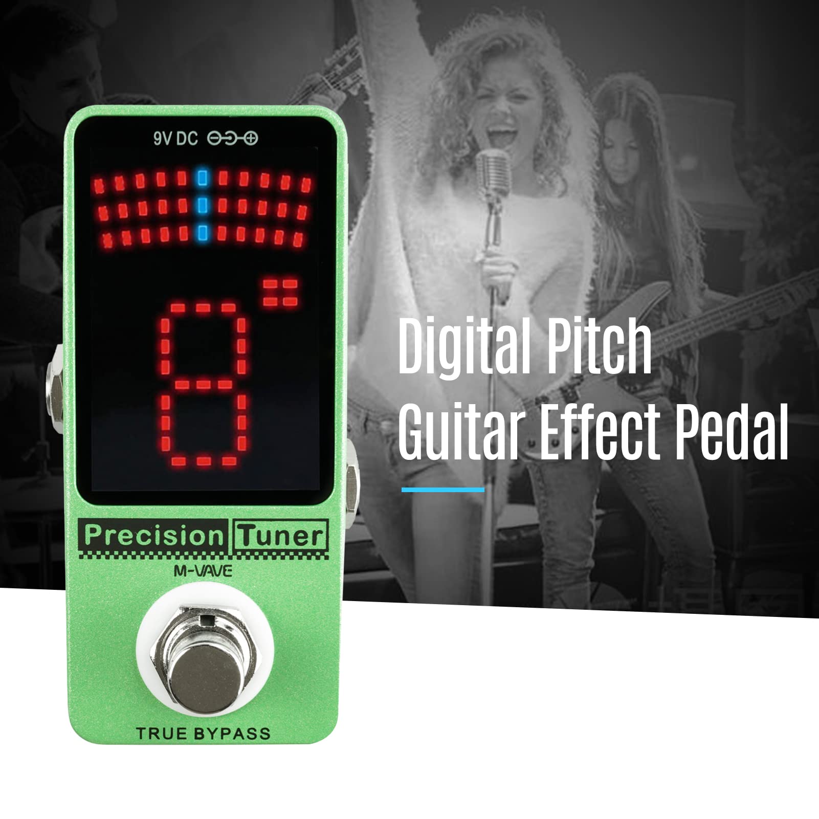 Sintonizzatore,Accordatore a pedale,Display a LED a pedale sintonizzatore di precisione con True Bypass per Chitarra Bassa cromatica