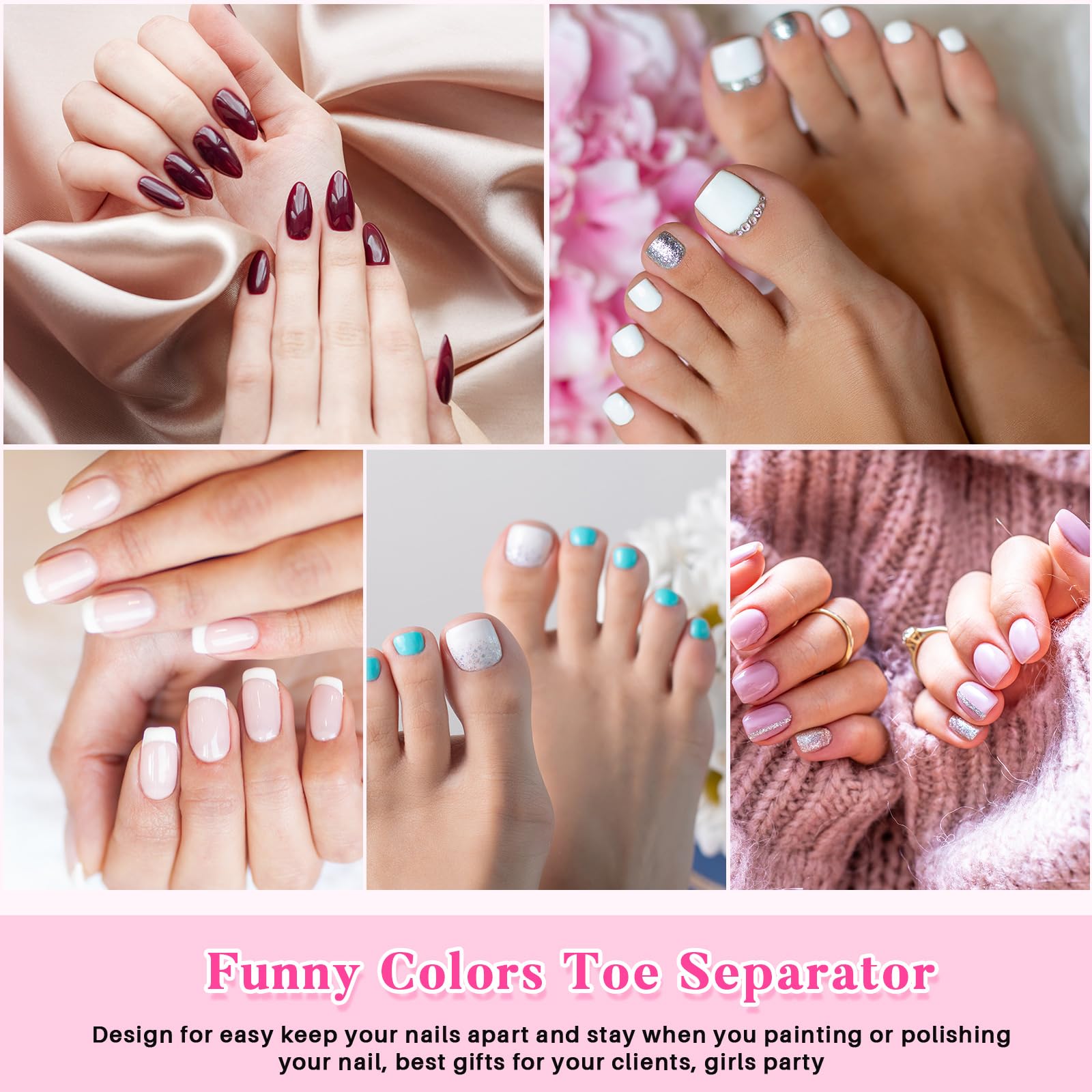 Mumufy 500 piezas (250 pares) separadores de dedos de los pies, kit de herramientas de pedicura, pintura artística de dedos suaves para spa (blanco)