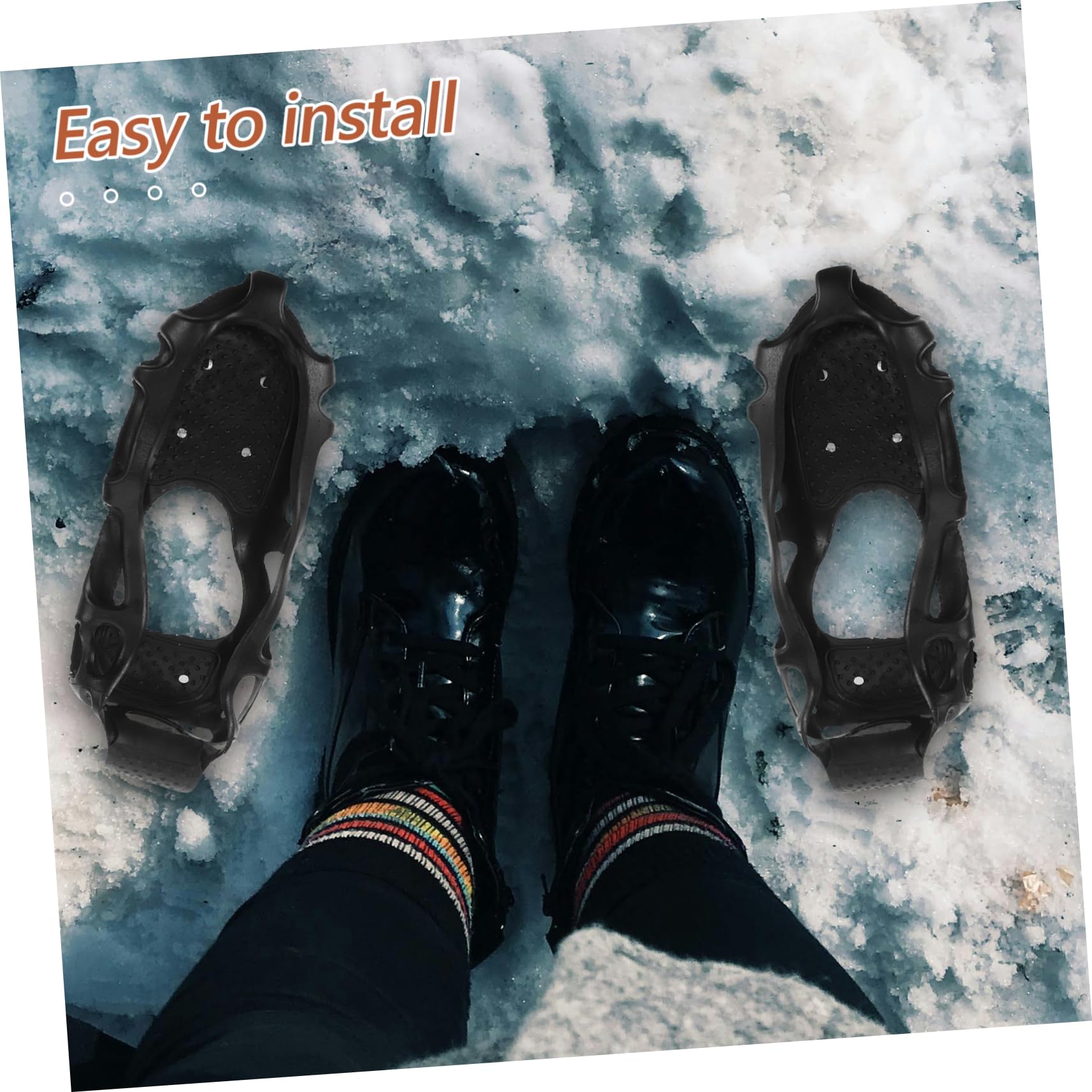 Rampini Ghiaccio per Scarpe 24 Denti Tpe Nero, 1 Paio | Antiscivolo per Alpinismo e Arrampicata, Facile da Installare, Portatile, per Adulti e Bambini