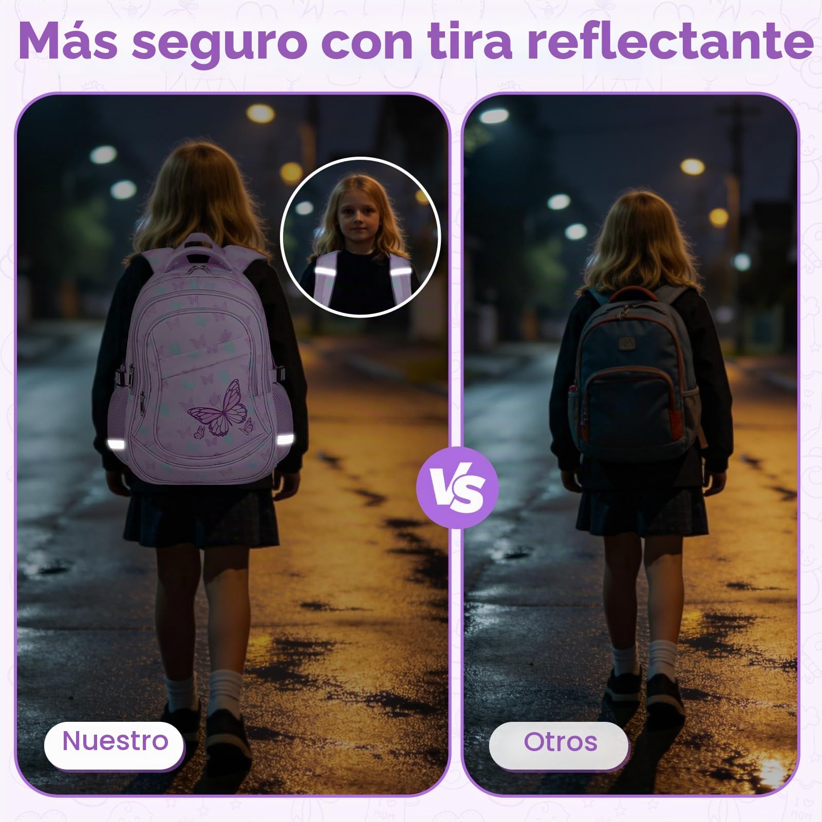 decalsweet Mochila Escolar, Grande Mochila Colegio Adolescente Mariposa