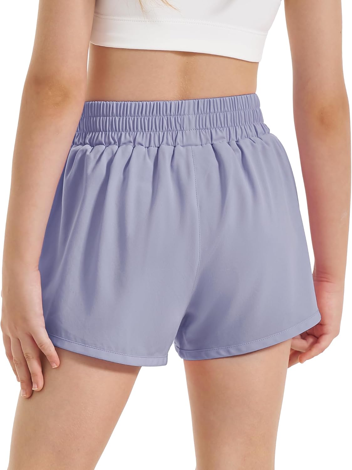 Stelle Girl's Athletic Shorts with Liner Zipper Pockets Elastic Waist Running Shorts Sports Active Shorts for Teen Kids - Image 2