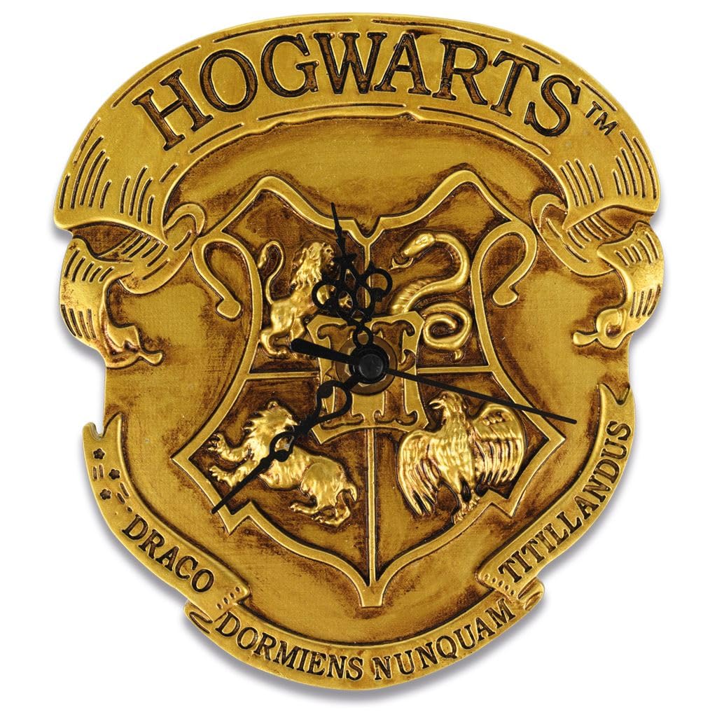Harry Potter Women's Yellow Wall Clock (Hogwarts Crest Moulded Design) 25Cm Diameter, Gifts For And Men, Gifts For Girls And Boys - Official Merchandise,