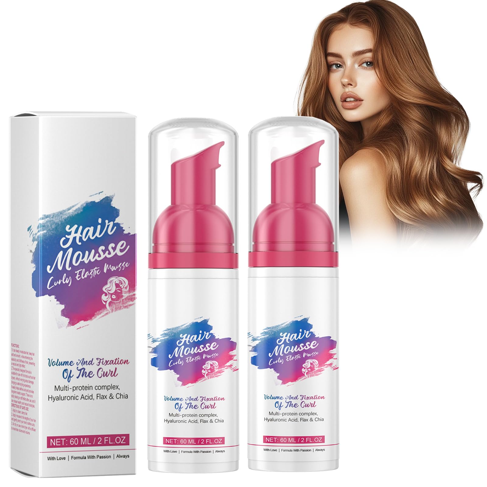 Pack of 2 Curly Curling Cream, Nourishing Gel Cream, Light Styling Balm for Curly Hair Moisturising, Fluffy Elasticity