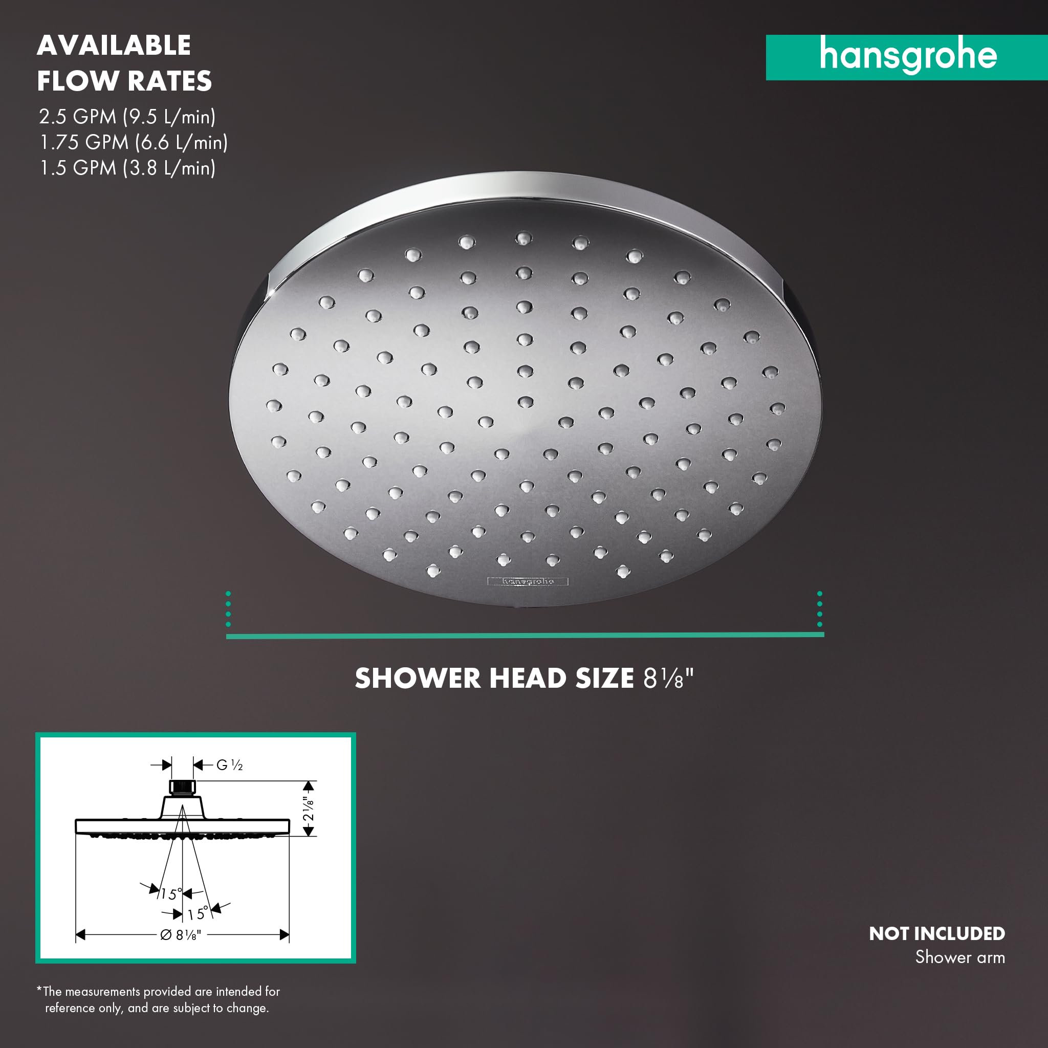 hansgrohe Vernis Blend 26277821 Regenduschkopf, 1 Strahl, gebürstetes Nickel, 1,75 GPM, 20,3 cm