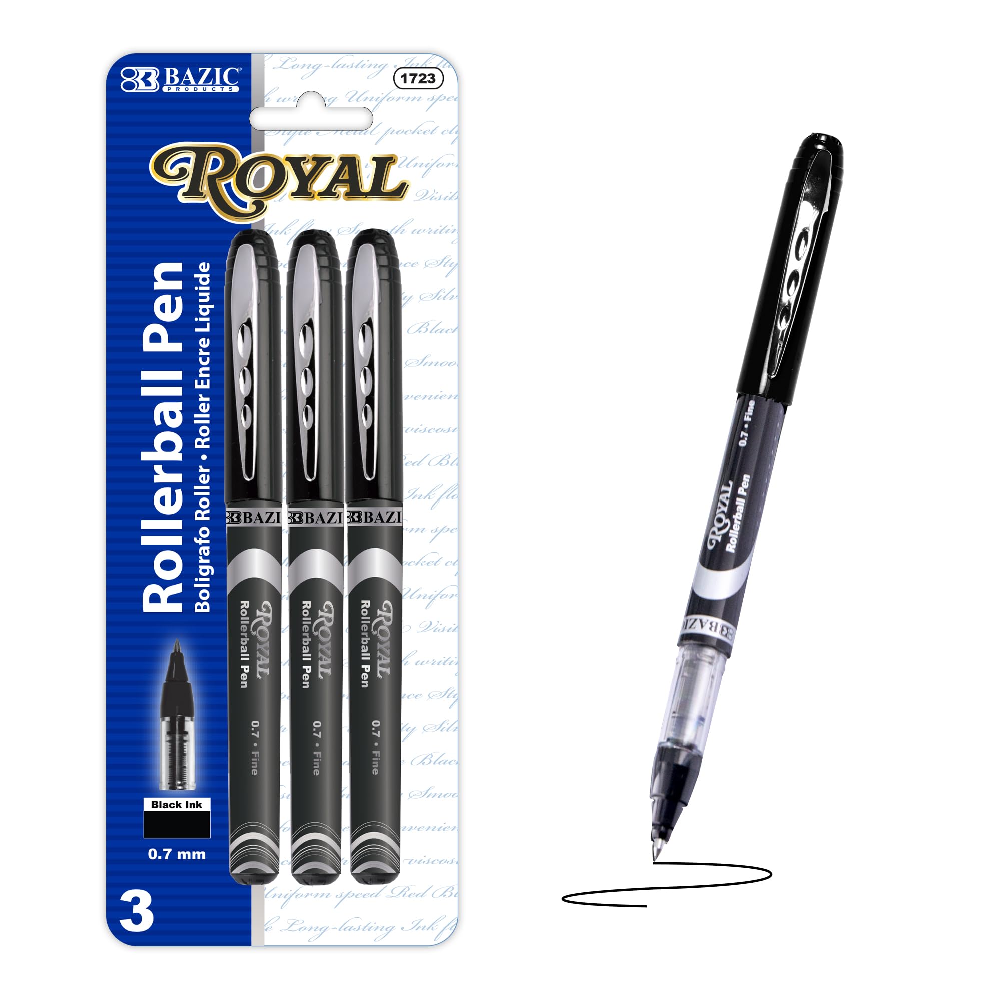 Amazon.com: BAZIC Royal Rollerball Pen 0.7mm Black Color