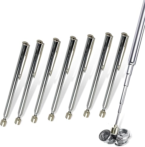 Yonput 8 piezas de herramientas telescópicas de recogida magnética con clip de bolsillo, imán telescópico de recuperación para tornillos, tuercas,