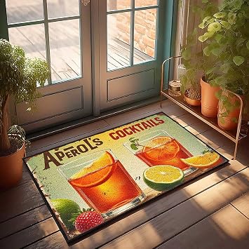 Garage Decor for Men Vintage Aperol Cocktails A Refreshing Orange Elixir Doormat Fun Stuff Door Mats for Inside Entry40X60CM