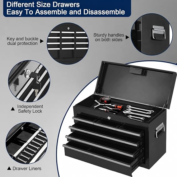 Rolling Tool Chest, 8-Drawer Tool Box Organizer, Lockable Steel Tool Cart