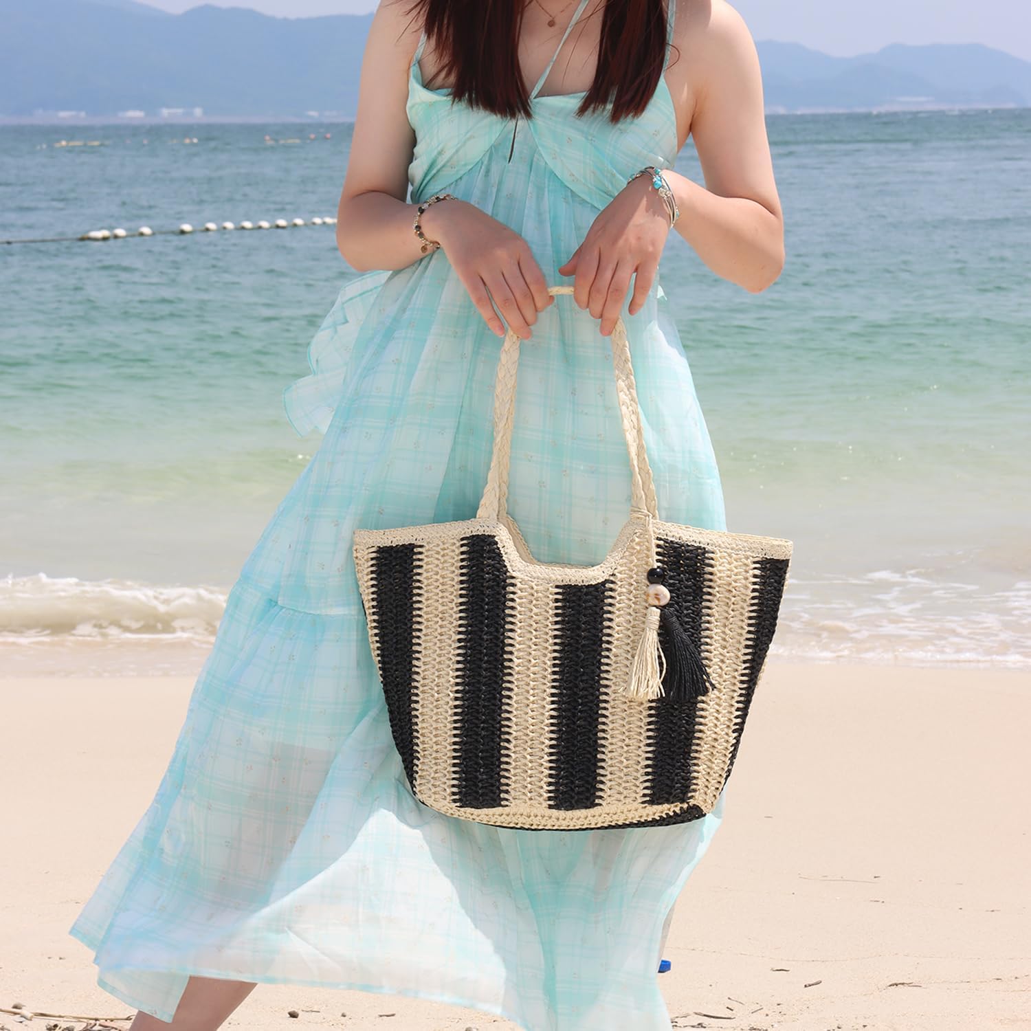 KUANG! Womens Straw Bags Beach Tote Bag Handwoven Hobo Bag Large Summer Beach Straw Bag
