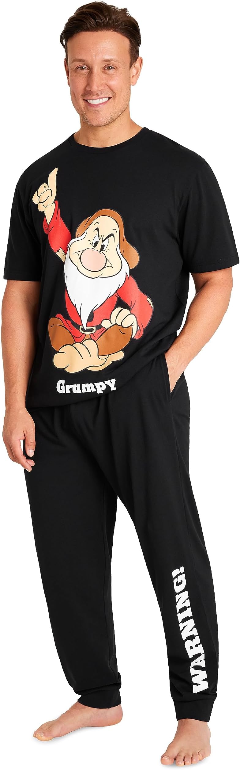 Mens Pyjamas Jack Skellington Donald Duck Grumpy Men's Nightwear Set T-Shirt Long Bottoms PJs M-3XL Loungewear