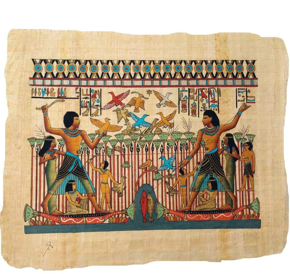Papyrus Toutânkhamon 33x43 original peinture Égypte ancienne 29H-E
