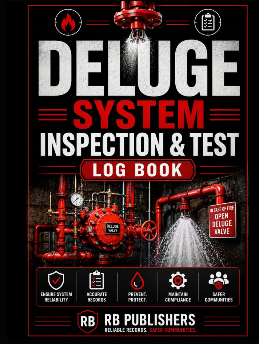 Deluge System Inspection & Test Log Book: Fire Protection System Inspection, Testing and Maintenance Record for Deluge Valves, Water Supply, Detection, Alarms, Piping and Nozzles