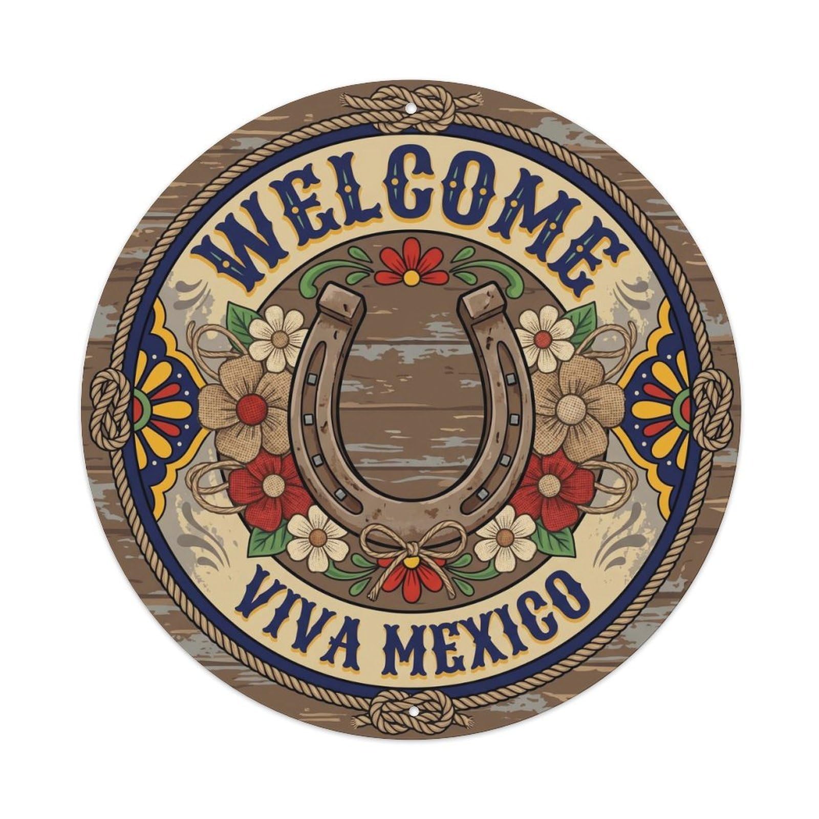 Vintage Welcome Rustic Hanging Metal Tin Sign Plaque