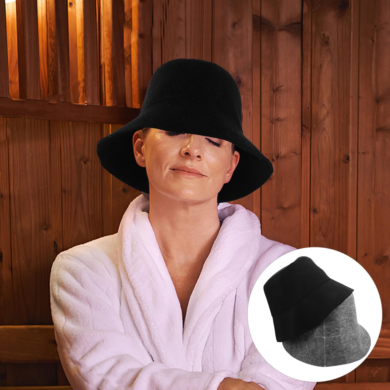 2 Sauna Kapelusz z Filcu Wełnianego Izolujący Nakrycie Głowy Włosów Oddychający Szybkoschnący Stylowy Kapelusz Rybacki Do Łaźni Parowej Spa Kobiet i Mężczyzn