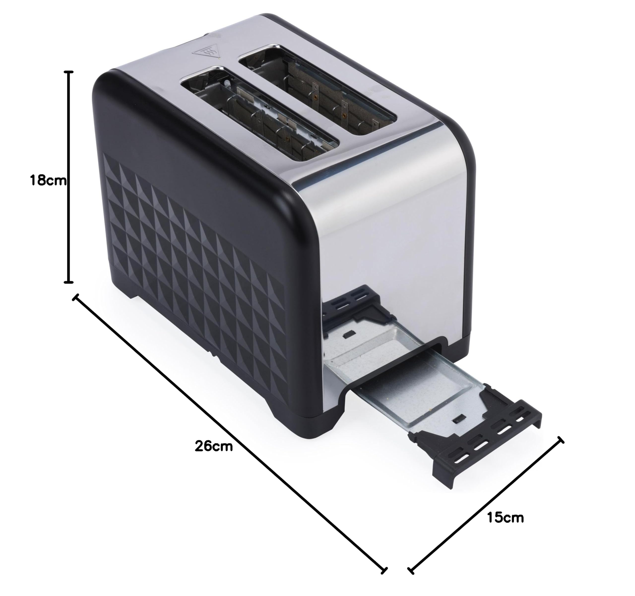 Petra PT6104BVDE Tostadora de 2 Rebanadas – Incluye Accesorio de Rejilla Calentadora, 7 Niveles de Tostado, Descongelar, Recalentar y Cancelar, Bandeja para Migas Extraíble, Diseño en Diamante, 930 W